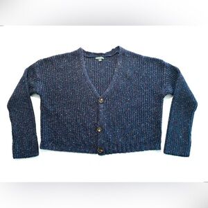 Wild Fable‎ Ribbed Boyfriend Cropped Cardigan Sweater Confetti Blue Women’s XXL